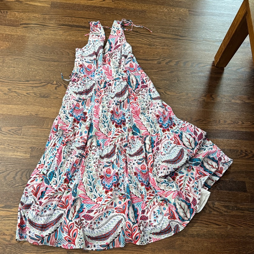 Talbots Floral Maxi Dress in Pink and Blue
